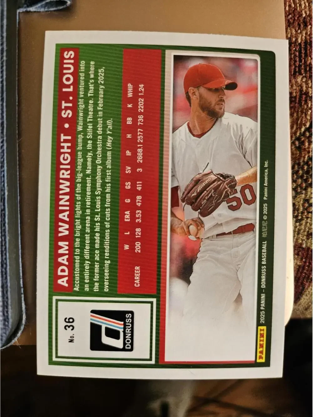 Adam Wainwright - 2025 Panini Donruss baseball - #36 - Cardinals - RAW Mint